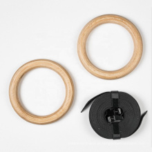 Anéis de ginástica de força de madeira para treinamento com alças ajustáveis ​​rapidamente